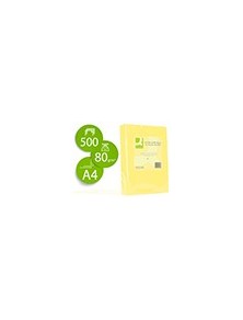 Papel color q-connect din a4 80gr amarillo paquete de 500 hojas