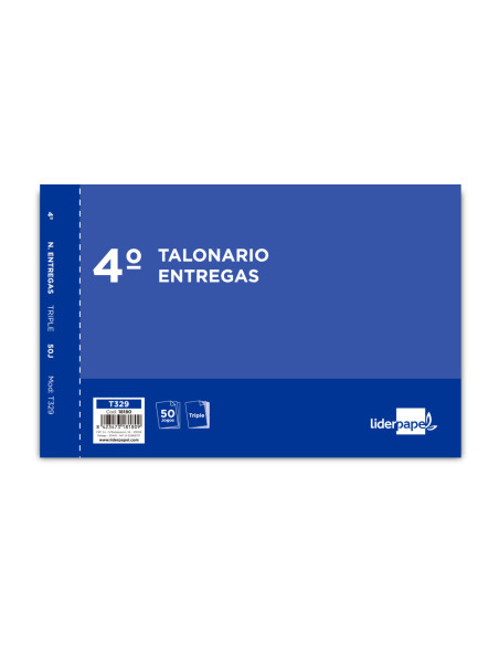 Talonario liderpapel entregas cuarto original y 2 copias t329 apaisado