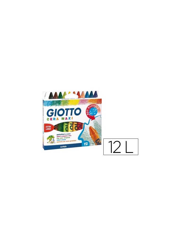 Lapices cera giotto maxi caja de 12 colores