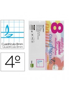 RECAMBIO LIDERPAPEL CUARTO 100 HOJAS 70GM2 CUADRO PAUTADO 8 MM CON MARGEN 2 TALADROS APAISADO