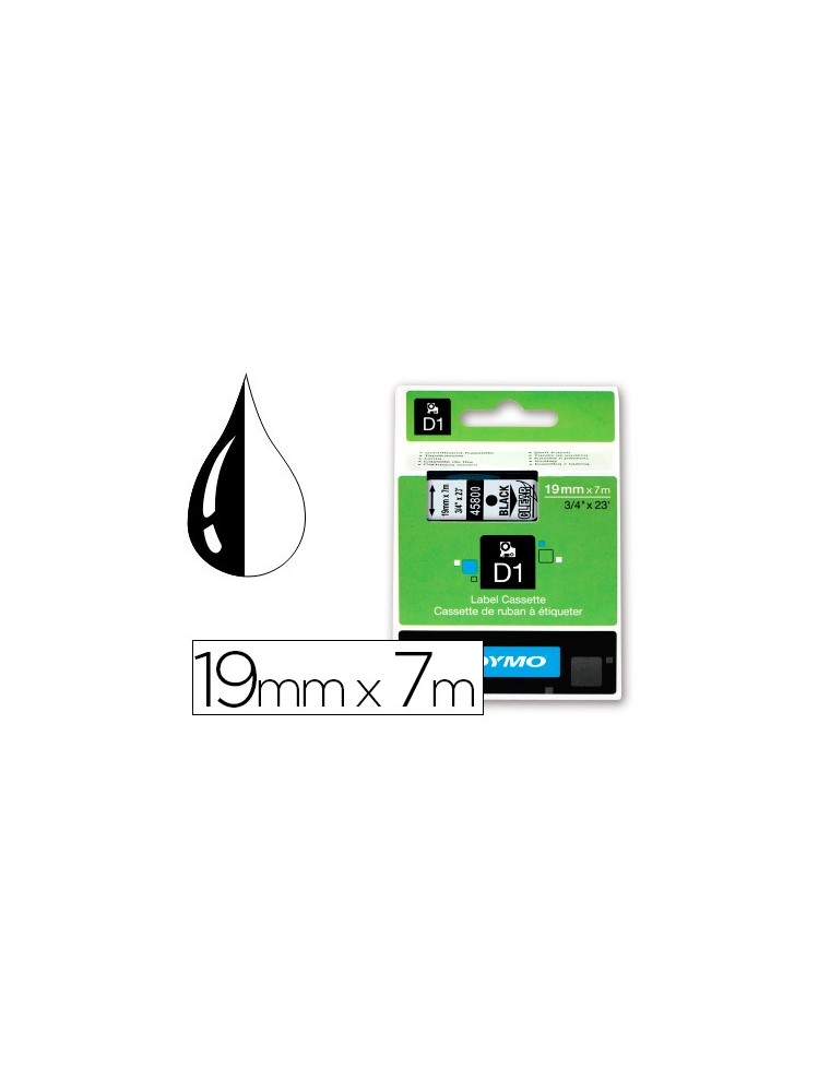 Cinta dymo negro transparente 19mm x 7 mt d1