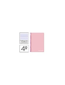 Cuaderno espiral liderpapel cuarto witty tapa dura 80h 75gr cuadro 4mm con margen color rosa