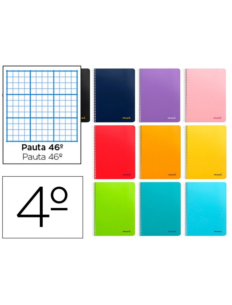 Cuaderno espiral liderpapel cuarto smart tapa blanda 80h 60gr rayado nº46 colores surtidos