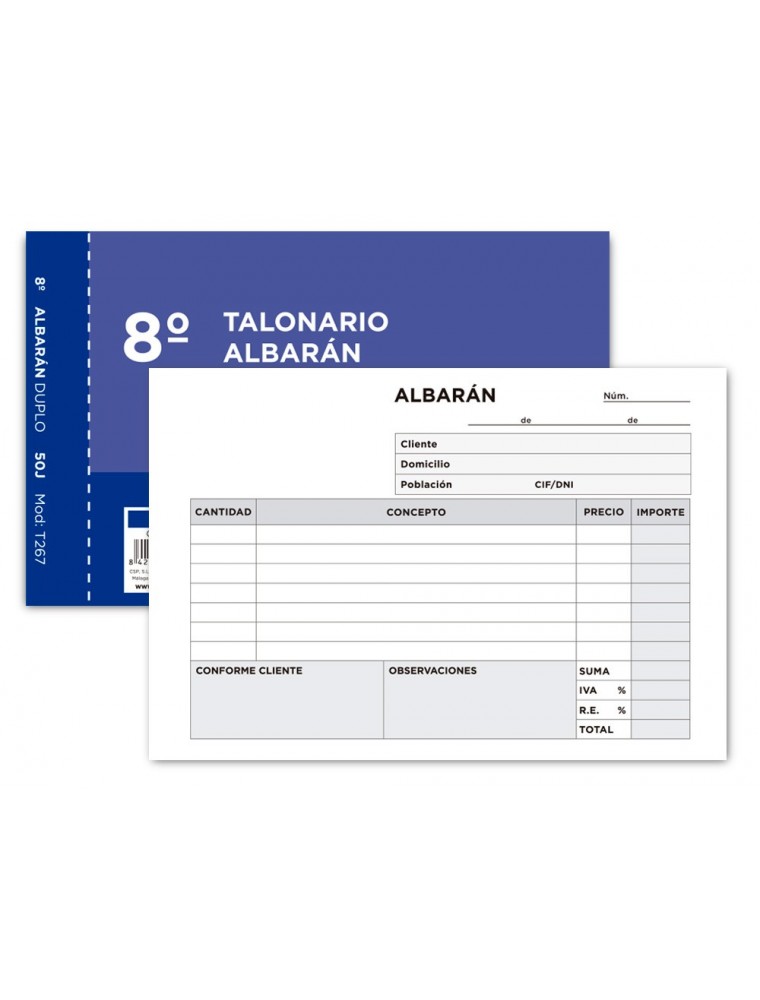 Talonario liderpapel albaran octavo duplicado apaisado