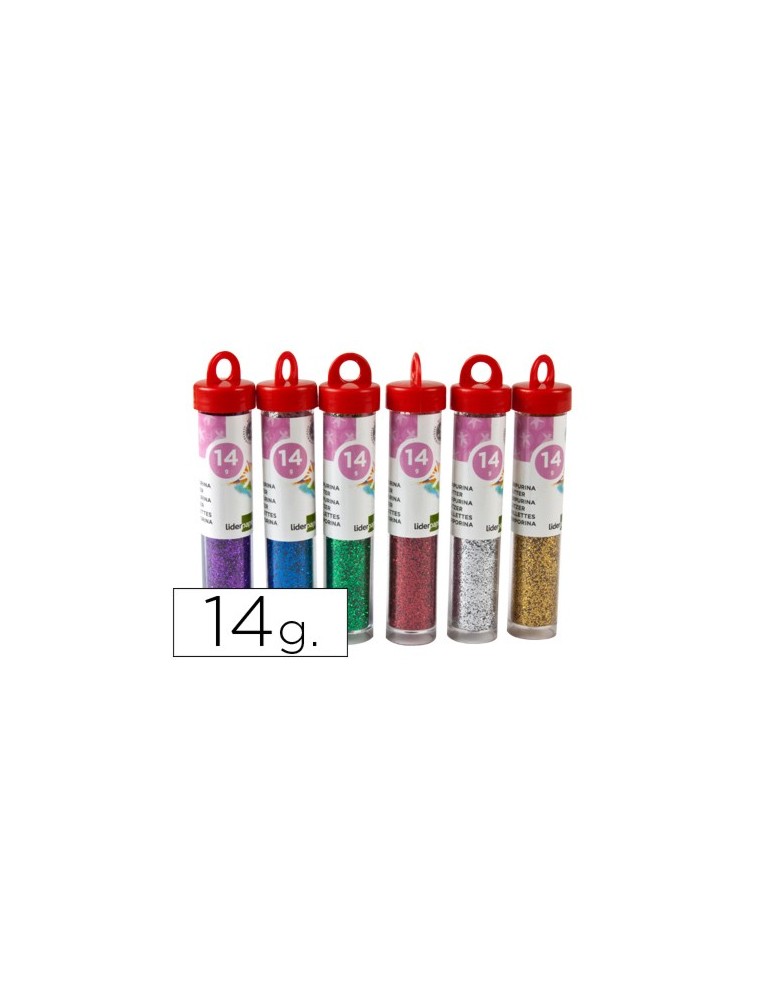 Purpurina liderpapel fantasia colores metalicos surtidos bote de 14 gr