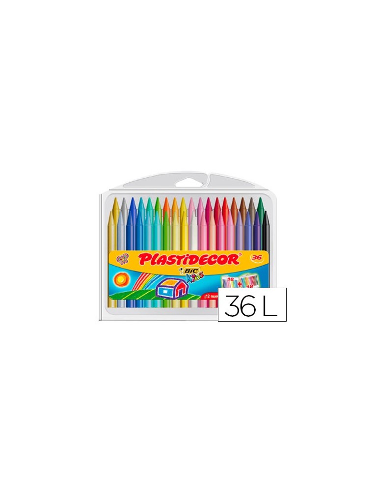 Lapices cera plastidecor caja de 36 colores surtidos