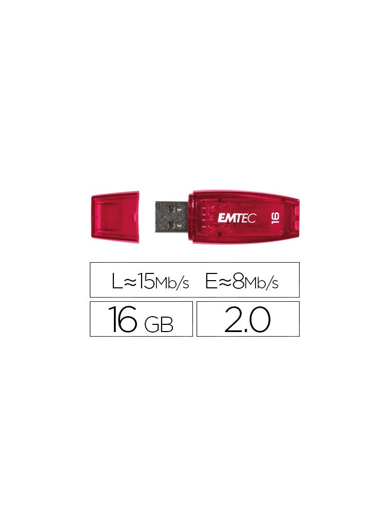 Memoria usb emtec flash c410 16 gb 2.0 rojo