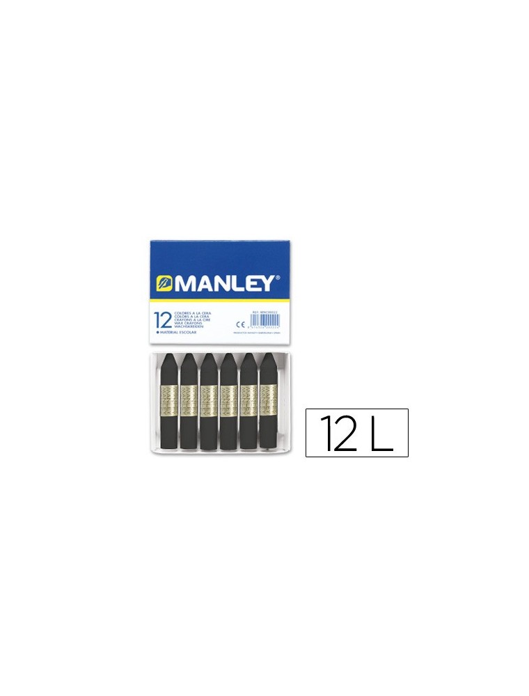 Lapices cera manley unicolor negro n.30 caja de 12 unidades