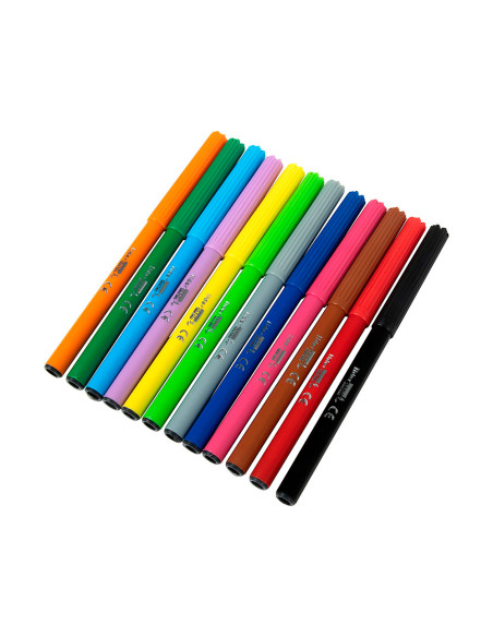 Rotulador liderpapel slim caja de 12 unidades colores surtidos