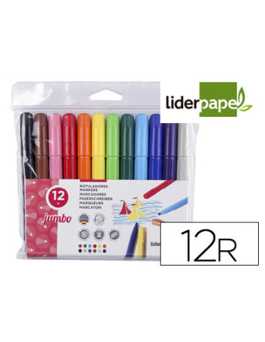 Rotulador liderpapel jumbo caja de 12 unidades colores surtidos