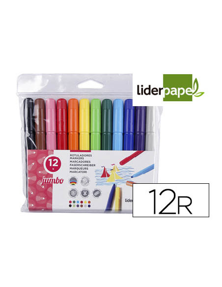 Rotulador liderpapel jumbo caja de 12 unidades colores surtidos