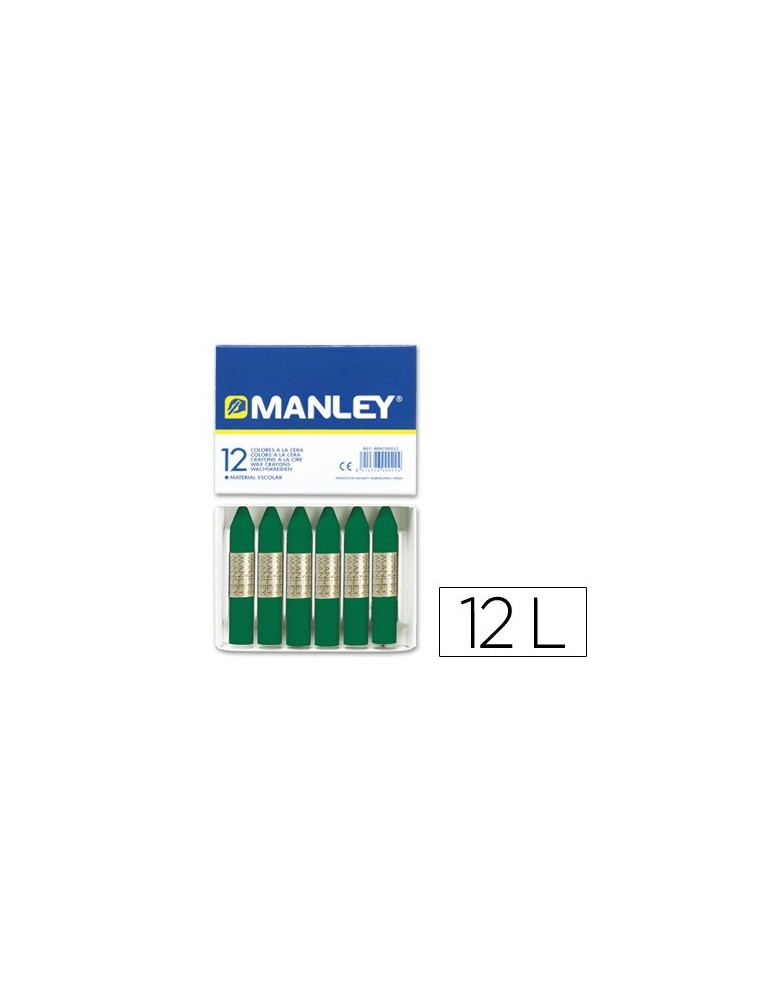 Lapices cera manley unicolor verde esmeralda n.24 caja de 12 unidades