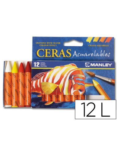 Lapices cera manley acuarelable caja de 12 unidades colores surtidos