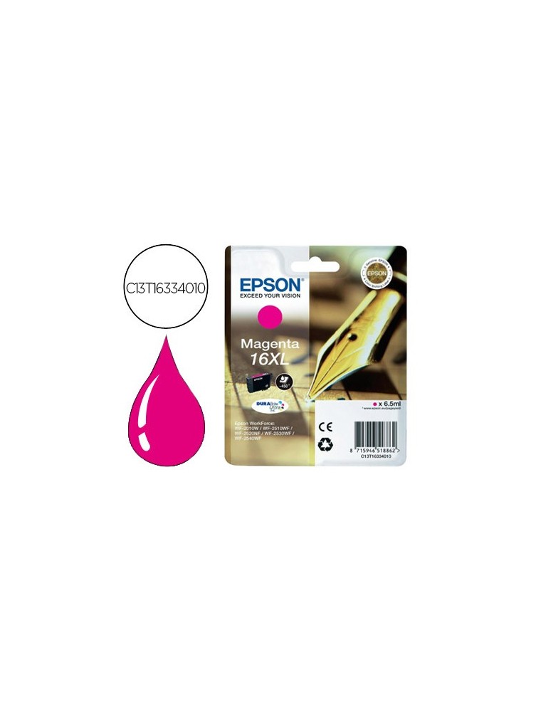 EPSON CARTUCHO INYECCION TINTA MAGENTA 450 PÁGINAS BLISTERALARMA ACÚSTICORADIOFRECUENCIA PARA WF-2010W 2510WF 2520NF 2530WF 25