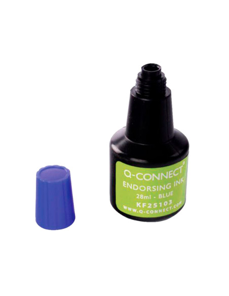 Tinta tampon q-connect azul bote 28 ml