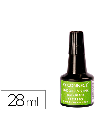 Tinta tampon q-connect negro bote 28 ml