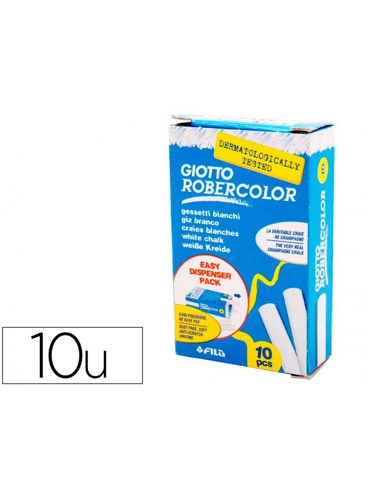 Tiza blanca antipolvo robercolor caja de 10 unidades