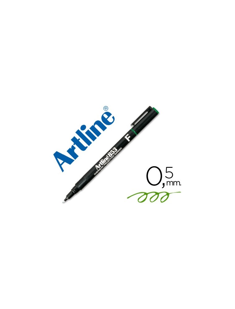 Rotulador artline retroproyeccion punta fibra permanente ek-853 verde -punta redonda 0.5 mm