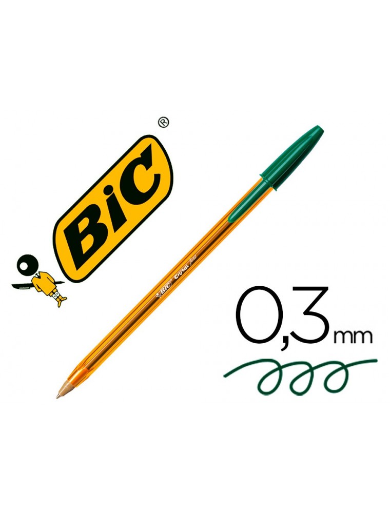 Boligrafo bic cristal punta fina verde