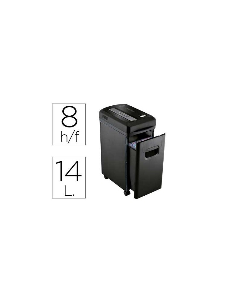 Destructora de documentos q-connect kf15547 capacidad de corte 8 h destruye grapas clips y tarjetas papelera 15l