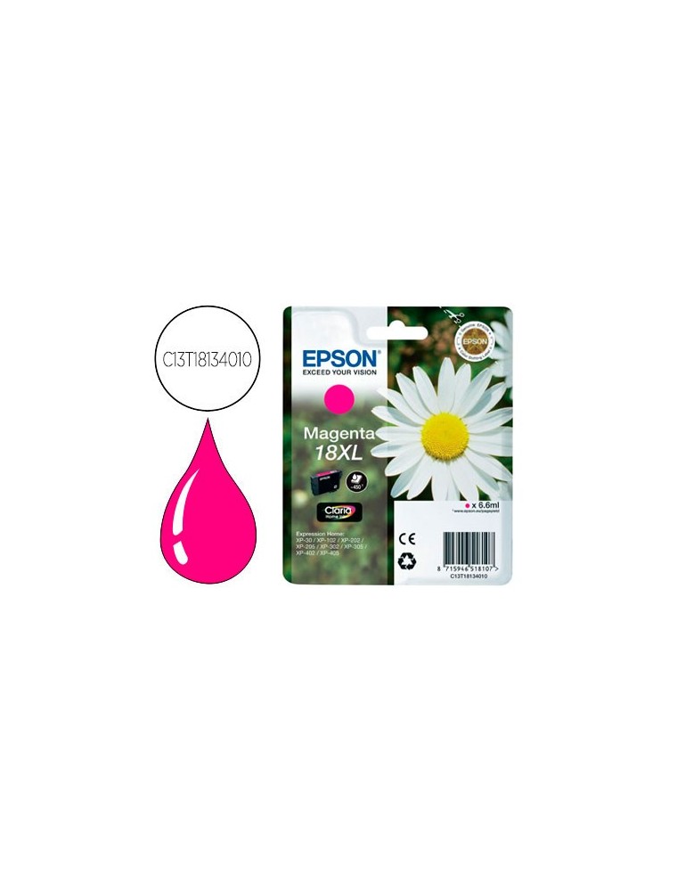 EPSON CARTUCHO INYECCION TINTA MAGENTA 18XL CLARIA HOME PACK 1 BLISTER SIN ALARMA