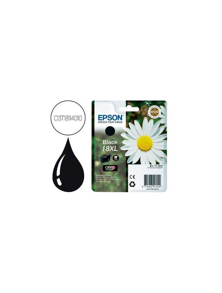 EPSON CARTUCHO INYECCION TINTA NEGRO 18XL CLARIA HOME PACK 1 BLISTER SIN ALARMA