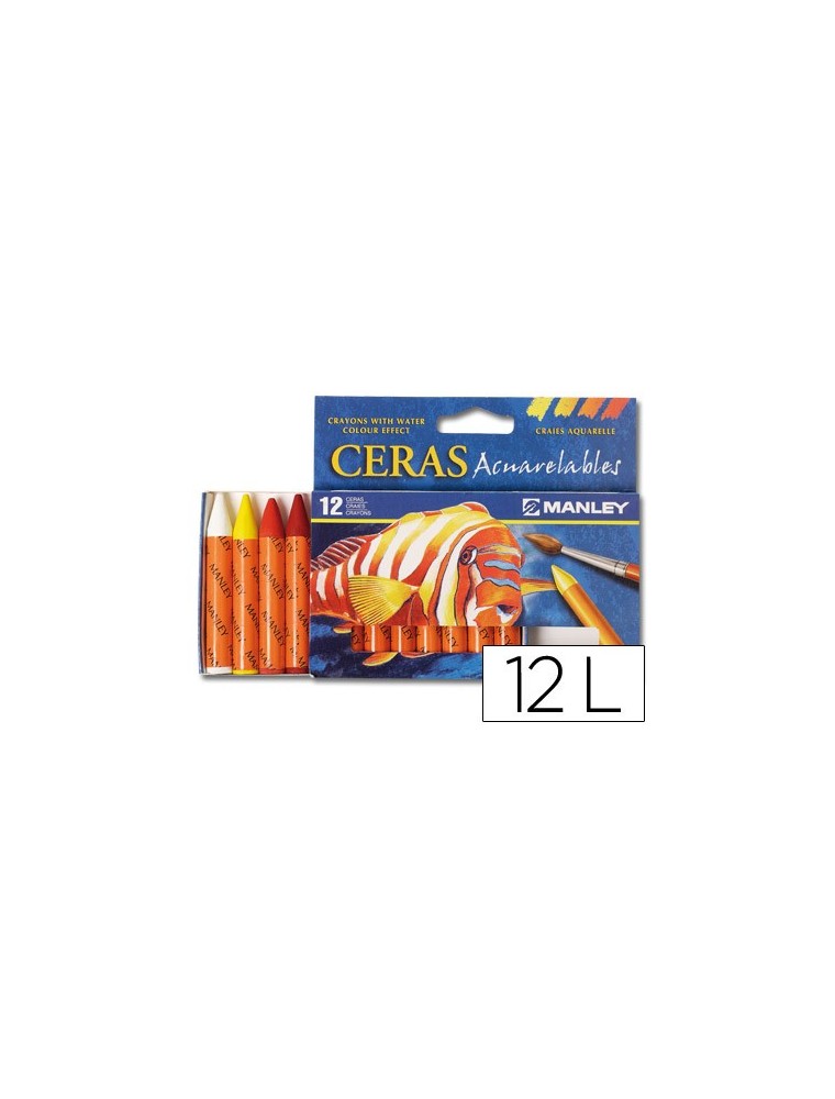 Lapices cera manley acuarelable caja de 12 unidades colores surtidos