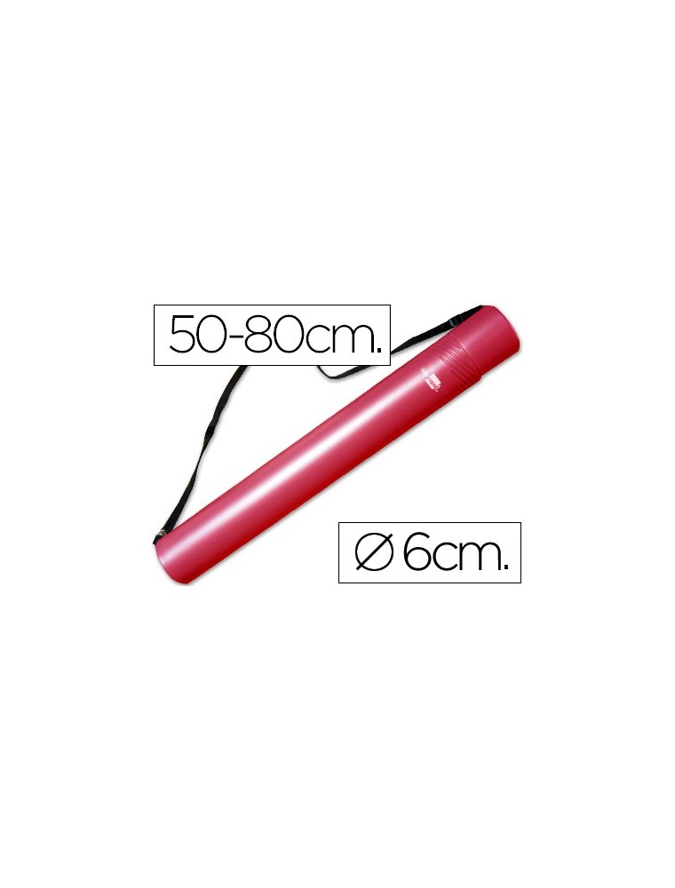 Portaplanos plastico liderpapel diametro 6 cm extensible hasta 80 rojo