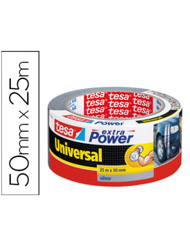 Cinta adhesiva tesa americana 25 mt x 50 mm extra power color plata