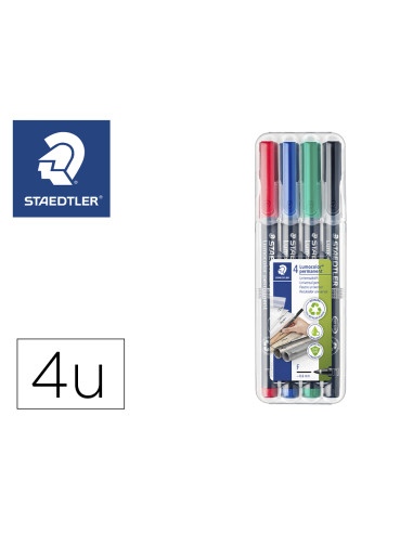 STAEDTLER ROTULADORES PERMANENTES LUMOCOLOR 318 F COLORES SURTIDOS ESTUCHE 4 UD