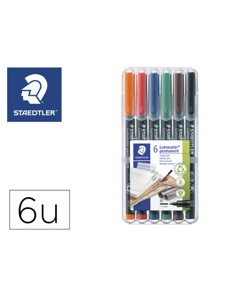 STAEDTLER ROTULADOR PERMANENTE LUMOCOLOR 317 M C/SURTIDOS ESTUCHE 6 UD