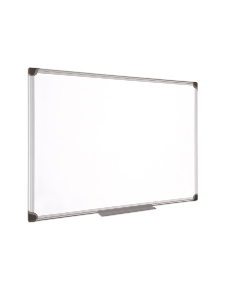 Pizarra blanca bi-office magnetica maya w ceramica vitrificada marco de aluminio 180 x 90 cm con bandeja para