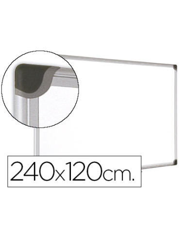 Pizarra blanca bi-office magnetica maya w ceramica vitrificada marco de aluminio 240 x 120 cm con bandeja para