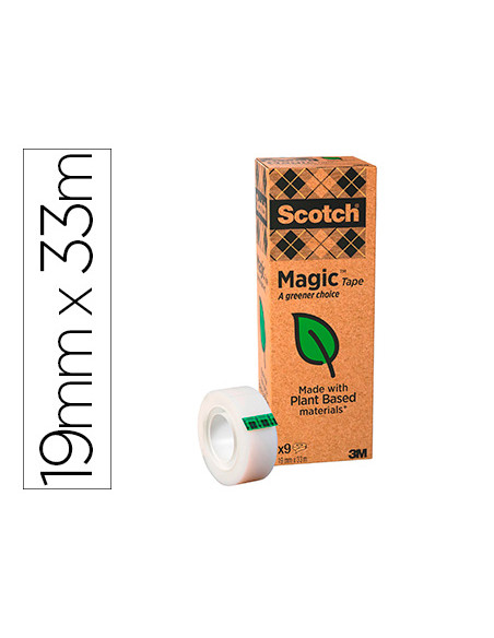 SCOTCH MAGIC CINTA ADHESIVA INVISIBLE ECOLÓGICA ROLLO  19MM X 33M CAJA 9 UD