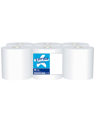 Papel secamanos amoos 2 capas 190 mm x 130 mt paquete de 6 rollos