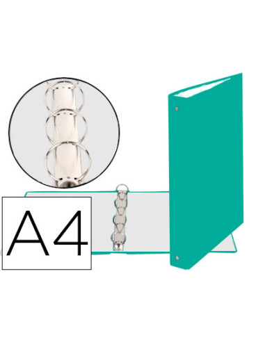 Carpeta de 4 anillas 30mm redondas exacompta din a4 carton forrado verde oscuro