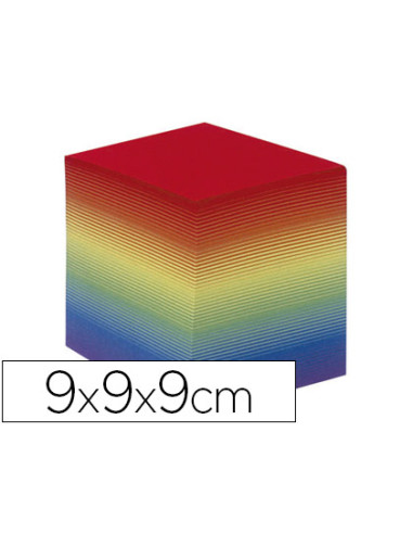 Taco papel quo vadis encolado colores arco iris 680 hojas 100% reciclado 90x90x90 mm 90 gr