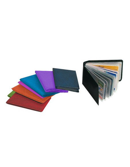 Portatarjetas de credito pvc base opaca capacidad 10 tarjetas expositor de 30 unidades colores surtidos