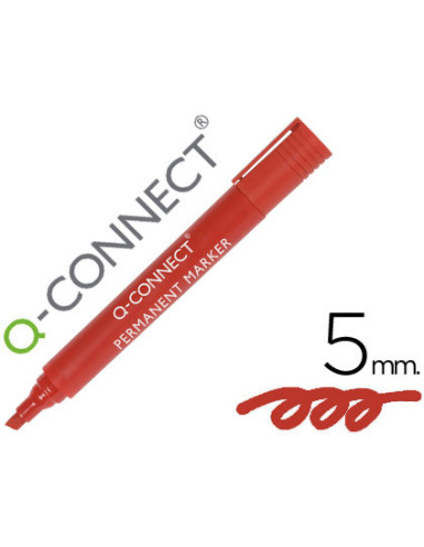 Rotulador q-connect marcador permanente rojo punta biselada 5 mm