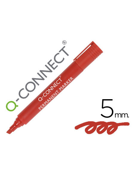 Rotulador q-connect marcador permanente rojo punta biselada 5 mm