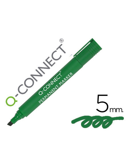 Rotulador q-connect marcador permanente verde punta biselada 5 mm