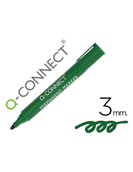 Rotulador q-connect marcador permanente verde punta redonda 3 mm