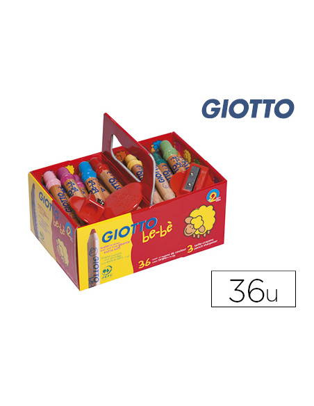 Lapices de colores giotto bebe super schoolpack de 36 unidades + 3 sacapuntas