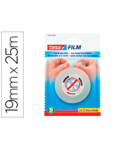 TESA FILM CINTA ADHESIVA TRANSPARENTE CORTE SIN TIJERAS 19MM X 25M BLISTER