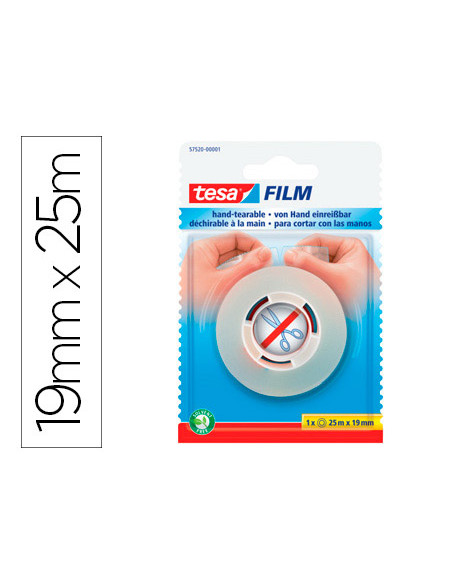 TESA FILM CINTA ADHESIVA TRANSPARENTE CORTE SIN TIJERAS 19MM X 25M BLISTER