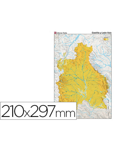 Mapa mudo color din a4 castilla-leon fisico