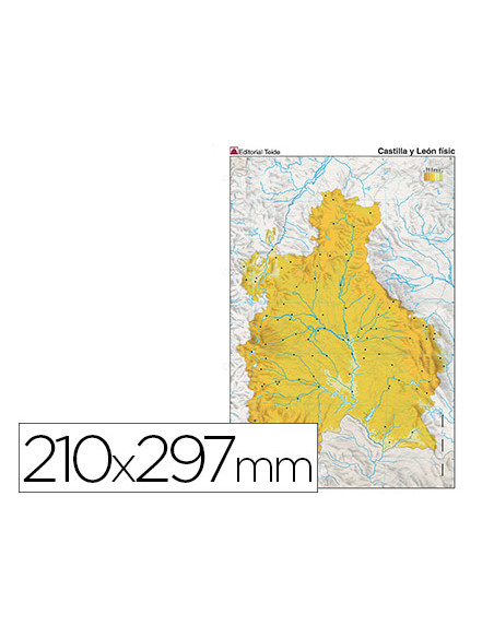 Mapa mudo color din a4 castilla-leon fisico