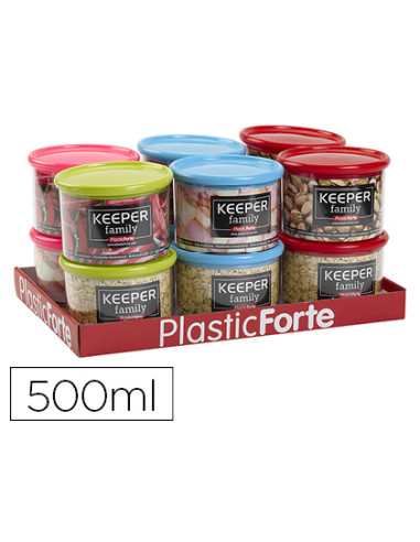 Bote multiusos plastico 500 ml con tapa de color 110x110x80 mm