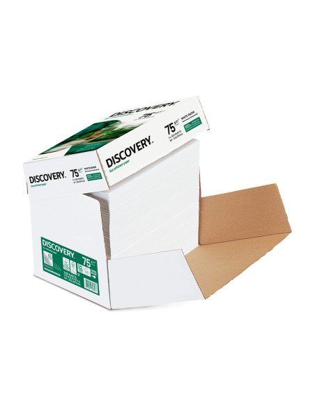 Papel fotocopiadora discovery fast pack din a4 75 gramos papel multiuso ink-jet y laser caja de 2500 hojas