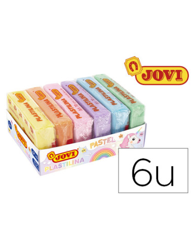 JOVI PLASTILINA CAJA 6 PASTILLAS 50GR C/SURTIDOS PASTEL